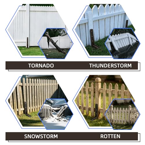 Adjustable Fence Post Repair Kit Quick Easy Fix Broken Leaning Wooden Post | Heavy Duty Steel, Uneven Ground & Underground Obstacles Adjust, Wood Fence Post Anchor Stakes Support - size: Pack of 2