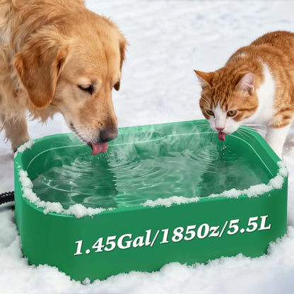 IPOW Extra Large Heated Water Bowl with 5 Layers Design for Heating & Heat Preservation Provides Drinkable Water & Food in Winter Heated Pet Bowl for Cat Rabbit Chicken Duck Squirrel, 194 fl oz