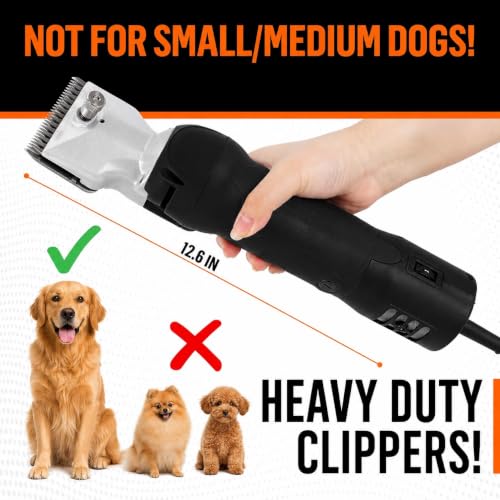Professional Dog Grooming Clippers for Thick Coats - Shears Heavy Duty Hair Cutting Kit - Large Dog Shaver Set - Pet Trimmer for XL Large Dogs, Horses