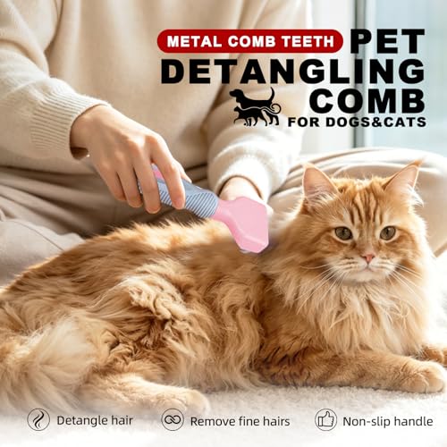 HOP Pink Professional Pet Dematting Comb for Dogs&Cats Matted Fur Remover