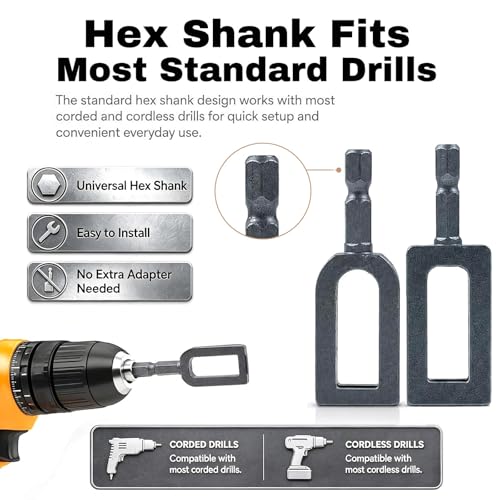 Electric Drill Wire Twisting Tool (2pcs Set), Wire Twister for Drill with Hex Shank, Professional Wire Twisting Tool for Fencing, Rebar Tying, and Construction (9# 11#)