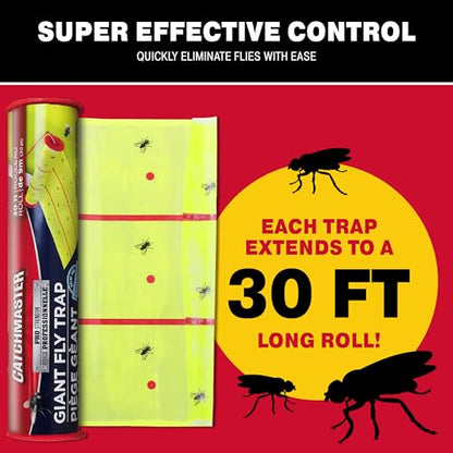 Catchmaster Giant Fly Glue Trap 3pk, 30ft Sticky Fly Paper Roll Outdoor - size: 3 Pack