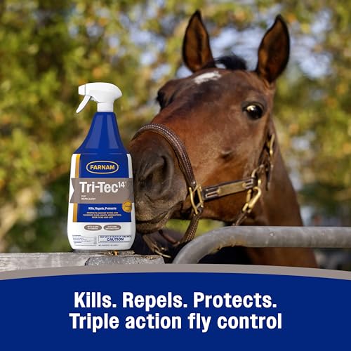 Farnam Tri-Tec 14 Fly Spray for Horses, Protects for Up to 14 Days, 128 oz - size: 128 Fl Oz (Pack of 1)