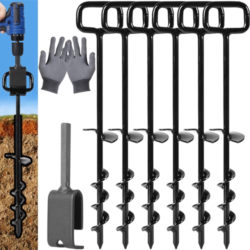 16In Tent Stakes, Ground Anchors Screw in(Color : Black, Size : 6PCS) - color: Black, size: 6PCS