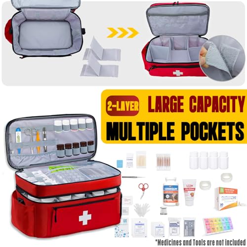 First Aid Bag Empty 2-Layer Large 16" x 9½"x7 Red - color: Red