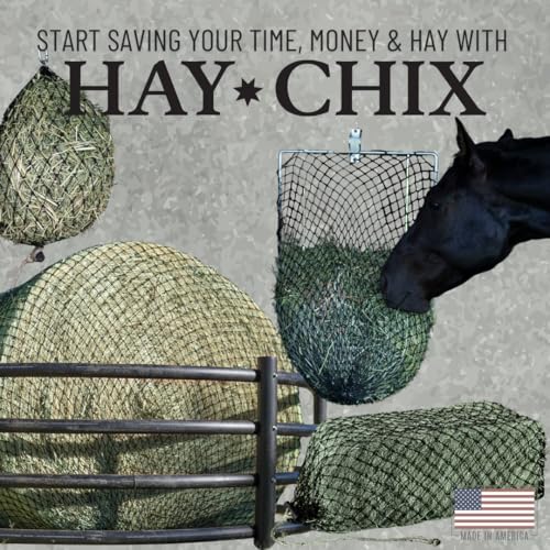 hay chix Half Bale Hay Net for Horses | 1 3/4" Holes, Oat Rope - color: Oat