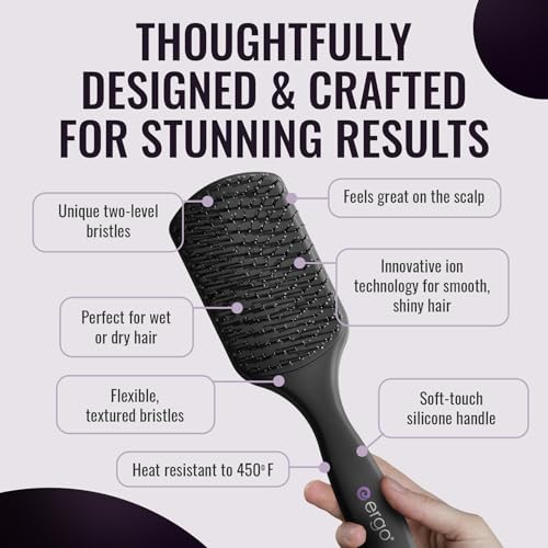 ERGO Super Gentle Mini Paddle Brush for Blow Drying - Hair Brushes for Women with Thick or Thin Hair - Dual Hairbrush for Women - Detangler Hair Brush - Gently Detangles Curly or Wet Hair - ERG750 - style: ERG750 (Mini Paddle)