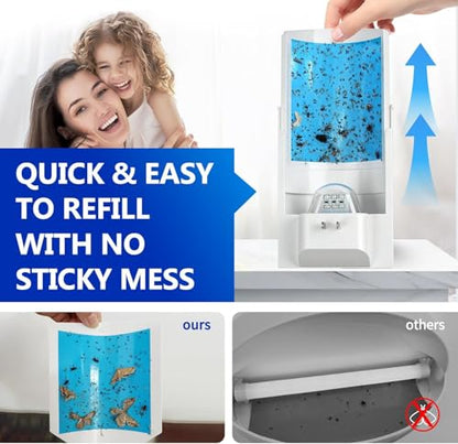 OSVDO Blue UV Light Flying Insect Trap, Plug-in Bug Catcher with 4 Refills | Indoor Fly Trap for 100+ Days, Fly Catcher for Flies, Fruit Flies, Gnats, Moths, Silent for Home, Kitchen - size: 1 Device & 4 Refills