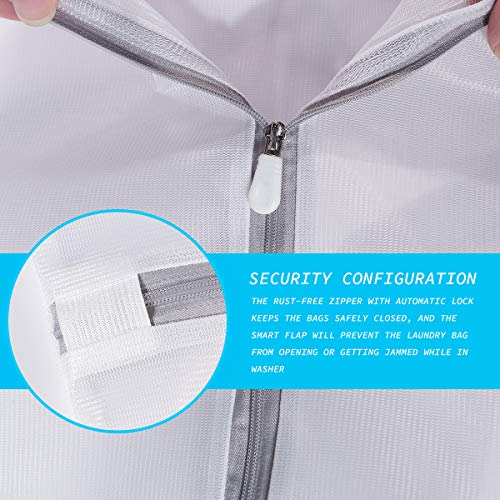 SUERIV Laundry Mesh Bag-Heavy Duty Fine Mesh Wash Bag for Washing Machine-Supper Zipper Net Laundry Bag for Travel,Lingerie,Sweater,Garment,Undergarment （1M+2L）