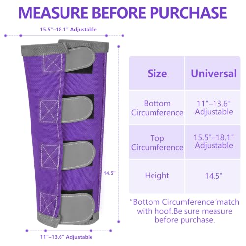 Fly Boots for Horses Set of 4 with Reflective Vercros, Loose Fitting Mesh Horse Fly Boots Leggings, Adjustable Equine Leg Wraps & Socks, Stay Up Not Sag, No Rub - color: Purple