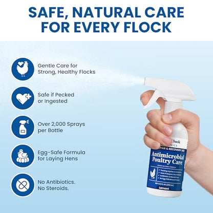 Lemant Poultry Care Spray (8.5 oz) | Skin Repair & Recovery Aid for Chicken Wounds, Pecking Irritations, Bumblefoot Care & Vent-Area Support | 8.5 fl oz