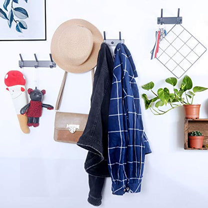 WEBI Coat Rack Wall Mounted,2 Coat Hooks for Hanging Coats,Hook Rack Hook Rail Coat Hanger Wall Coat Rack with Hooks for Clothes,Jacket,Black - size: 2 Hooks