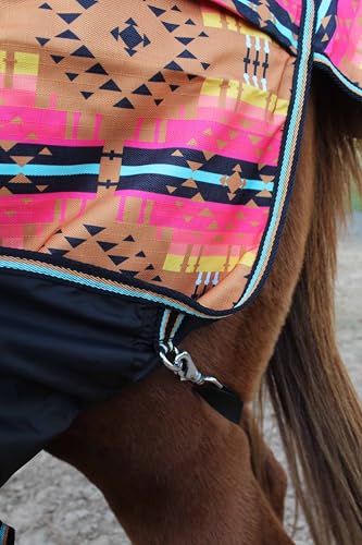 Challenger 1200D Turnout Lightweight Bellyband Rain Horse Winter Blanket Sheet 397B - color: Desert Aztec, size: 76 inches