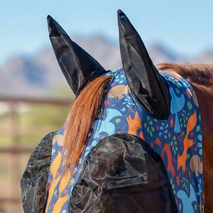 UltraFlex Schneiders Comfort Plus Bug Eye Woodland Pull-On Fly Horse Mask | Limited Edition Woodland Print | 95% UV Protection | Stretch Lycra with Forelock Saver