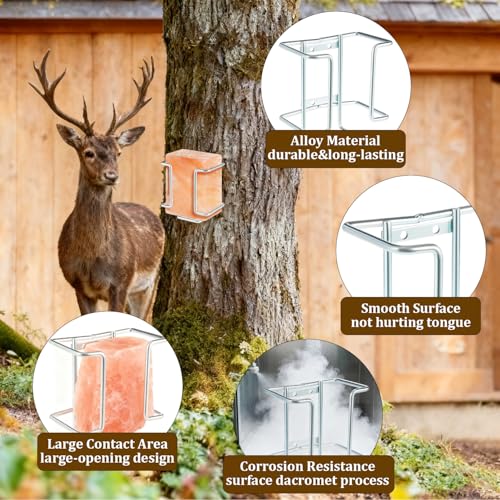 Salt Block Holder for Deer, Horses & Goats, Mineral Block Holder | Rust Resistant Deer Salt Lick Block Feeder, Hanging Salt Holder for Livestock, Fits Standard 4 lb Mineral Blocks - size: 1 Pcs