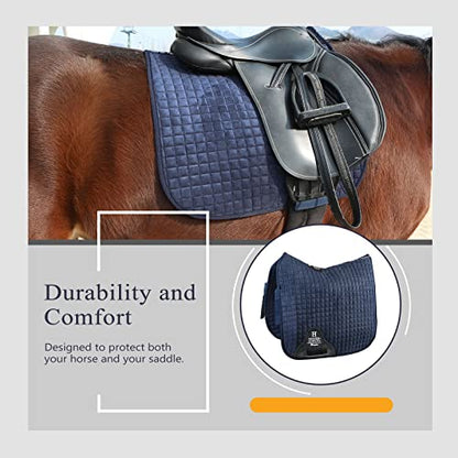 Harrison Howard Dressage Saddle Pad Suede Square English Saddle Pad for Horses Dressage Event - color: Navy