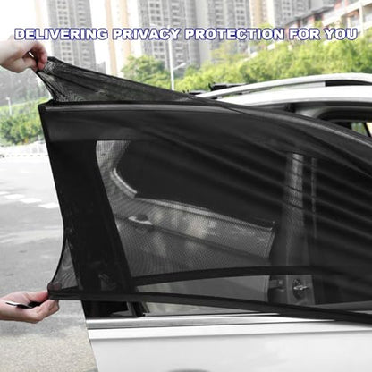 2 PCS Car Window Shades, Breathable Mesh Vehicle Front Side Windows Sunshade Curtain for UV Protection, Universal Stretchy Heat Block Window Screen Covers for Most Cars - color: Car Front