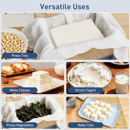 Tofu Press Stainless Steel, Tofu Maker and Paneer Press with Cloth, Blue - color: Blue