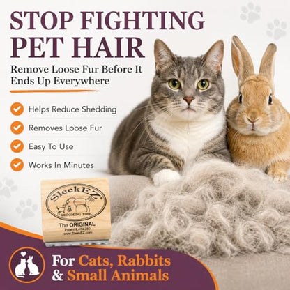 SleekEZ Cat Brush for Shedding - Deshedding Brush for Cats - Patented Grooming Tool for Removing Loose Fur, Undercoat & Hair - Made in USA - Works on Short, Medium & Long Coats - style: Cat Brush
