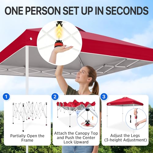 EAGLE PEAK 8x8 Pop Up Canopy Tent Easy Up Canopy Outdoor, Red - color: Red, size: 8x8
