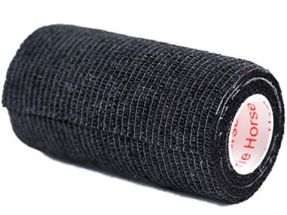 Vet Wrap Tape (Black) (2 Pack) (3 Inch x 15 feet) Self Adhesive Adherent Adhering Cohesive Flex Self Stick Bandage Grip Roll Dog Cat Pet Horse - color: Black, size: 2 Rolls