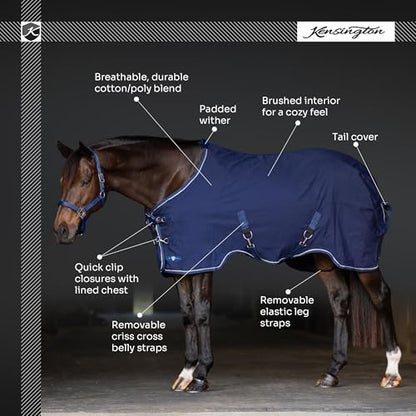 Kensington Poly Cotton Stable Sheet Pony Fit - color: B- Navy, size: 72"