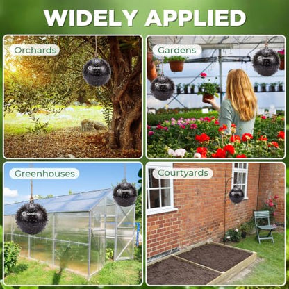 Qualirey 2 Pcs Big Fly Trap Ball 18" Hanging Sticky Insect Ball, Black - color: Black