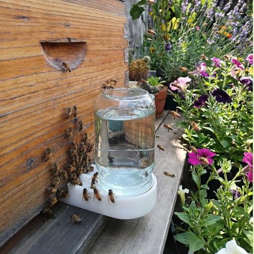 Bee Hive Feeder, White Entrance Feeder with Aluminum Lid, 4-Pack