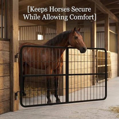 Horse Stall Gates, Horse Stall Door Guards, Stall Gates for Horses, Durable Heavy Duty Steel Mounted Gate, Matte Black Powder Coated, 48 By 24 Inch, Open View Two-Way Access - size: 24"H x 0.8" x 48"L