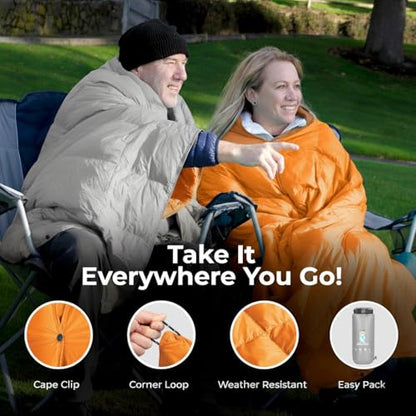 Puffy Blanket for Cold Weather - Down Camping Blanket with Sustainable Insulation, Lightweight & Warm Outdoor Camping Quilt, Water-Resistant, Compact & Packable - color: Sundrift