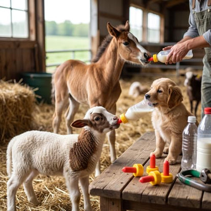 Generic Goat Nursing Nipple Lamb Milk Feeder Nipple 10Pcs with Silicone Bite Vent Hole Steel Ball for Orphaned Small Animal Dog Foal Feeding