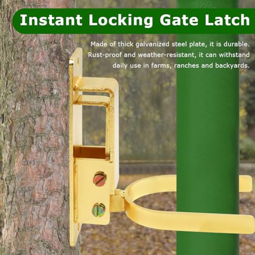 Instant Locking Gate Latch - Heavy-Duty One-Handed Automatic Spring Lock for Farm, Ranch & Backyard Gates | Easy Mount on Wood, Metal & Pipe Frames