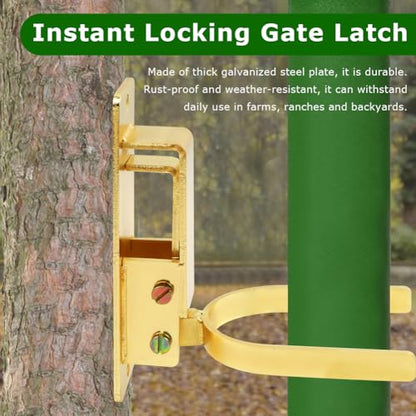 Instant Locking Gate Latch - Heavy-Duty One-Handed Automatic Spring Lock for Farm, Ranch & Backyard Gates | Easy Mount on Wood, Metal & Pipe Frames