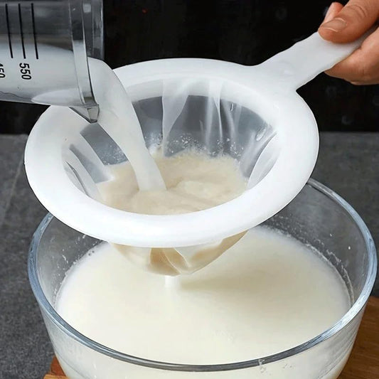 Reusable Food Filter Strainer with Handle Kitchen Ultra-Fine Nylon Mesh Strainer for Milk Coffee Soy Milk (200 mesh) - color: 200 mesh