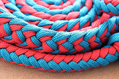 HILASON 1" X 8Ft Braided Poly Barrel Reins Horse Racing Flat Grip Knots - color: RED BLUE