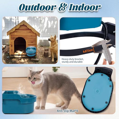 Heated Dog Water Bowl, Auto Filling, 45W, 2L, 55" Chew-Resistant Cord | Float Valve Controlled-Self Filling, Outdoor Water Stays Unfrozen In Winter, Heated Pet Water Dish for Bird Cats Chicken