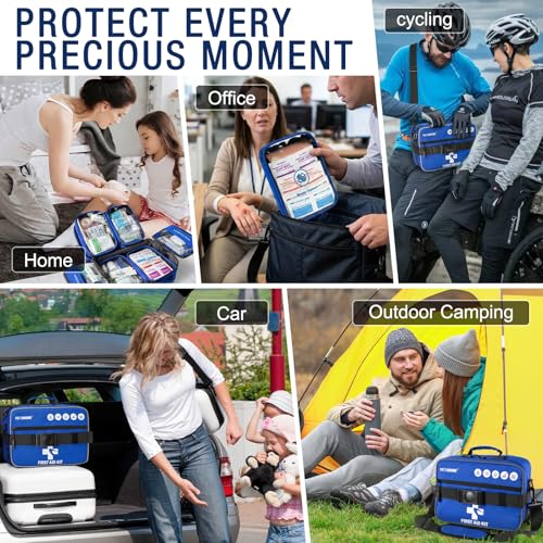 528 PCS Advanced First Aid Kit – Large 6-in-1 Modular Waterproof Well-Organized Emergency Kit for Home, Car, Travel, Camping, Boat & Outdoor - color: Blue