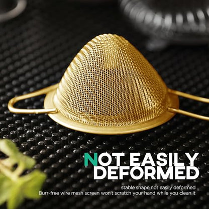 Homestia 2 Pcs Stainless Steel Fine Mesh Strainer, Tea Strainers, Gold - color: Gold, size: 2PCS