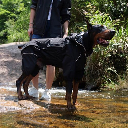 LOVELONGLONG Fleece-Lined Dog Raincoat with Removable Hood – Waterproof Winter Full Body Dog Jacket – Windproof Snowproof Cold-Weather Suit – Black-F S - color: Black-Fleeced, size: S (Back 11.5")