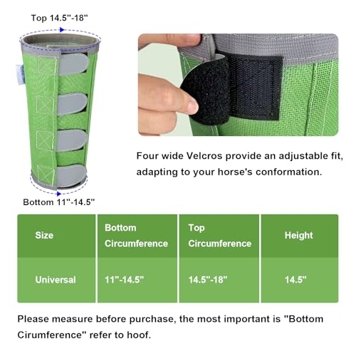 Reflective Horse Fly Boots Set of 4, Breathable Adjustable Equine Fly Leg Wraps for Horses, Universal Fit Loose Fitting Leggings with Stay Put Design (Green) - color: Green
