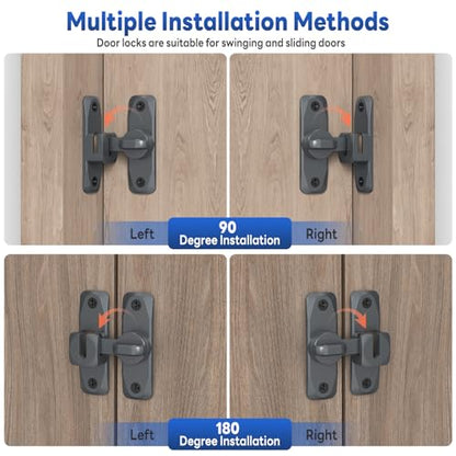 90/180 Degree Barn Door Locks and Latches, Safety Aluminum Hardware Sliding Door Latch, Small Flip Locks for Barn, Bathroom, Cabinet, Garden, Window (Grey-2PCS) - color: Grey-2PCS