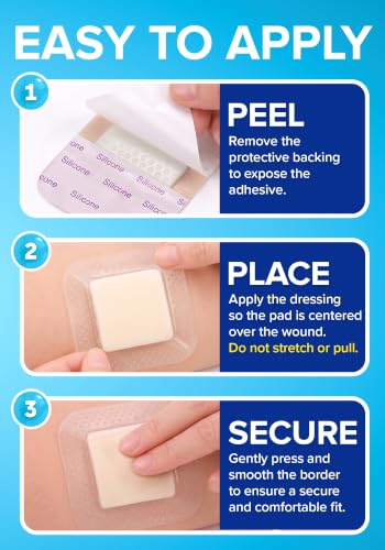 50Pcs Silicone Foam Dressing | 2x2 Bed Sore Bandages | Wound Care FSA&HSA - size: 2x2 50ct