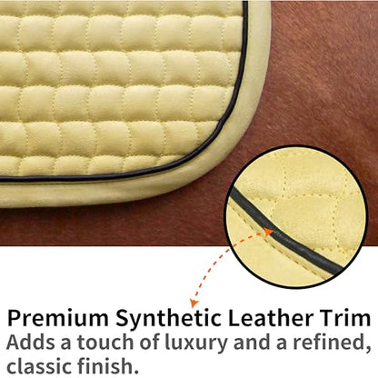 EQUINEWAVE Aria Soft Suede Jump Saddle Pad – Breathable Moisture-Wicking Lining, Shock-Absorbing Cushion, Contoured Spine, English All Purpose Saddle Pad - color: Cream Yellow