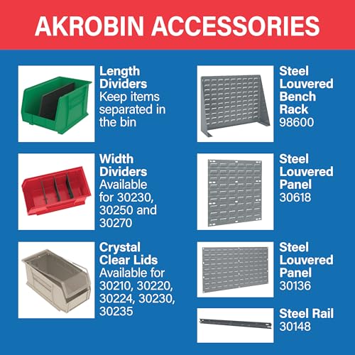 Akro-Mils 30210 AkroBins Plastic Storage Bins, 5"x4"x3", Black, 24-Pack - color: Black