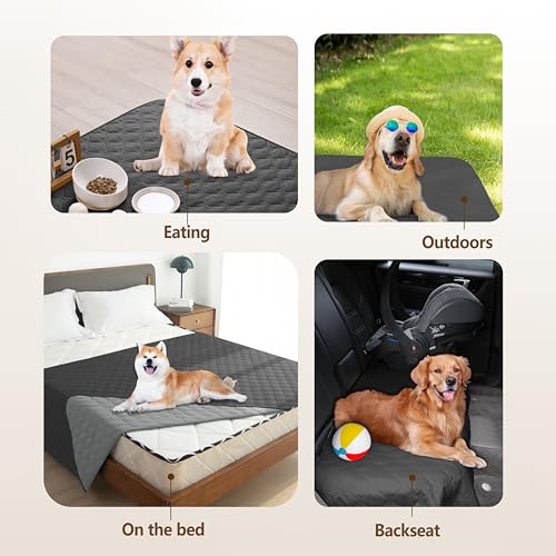 gogobunny 100% Double Sided Waterproof Dog Blanket Soft Pet Bed Cover Reversible Protect Furniture Couch Sofa Car for Puppy Large Dog Cat (Dark Charcoal/Light Charcoal, 30x30 Inch (Pack of 1)) - color: Dark Charcoal/Light Charcoal, size: 30x30 Inch (Pack
