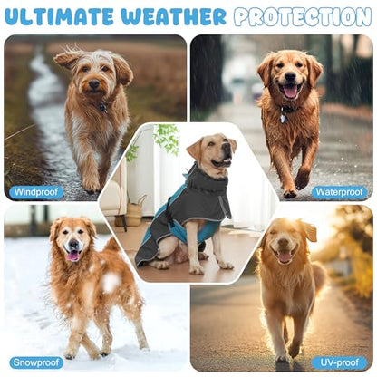 Dog Raincoat, Waterproof Dog Coat with Polar Fleece Lining - color: Blue, size: Small