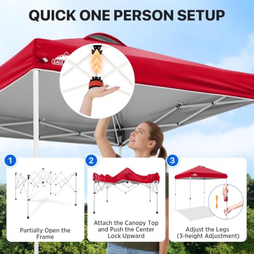EAGLE PEAK 6.6x6.6 Pop Up Canopy Tent Easy Up Canopy Outdoor, Red - color: Red, size: 6.6x6.6