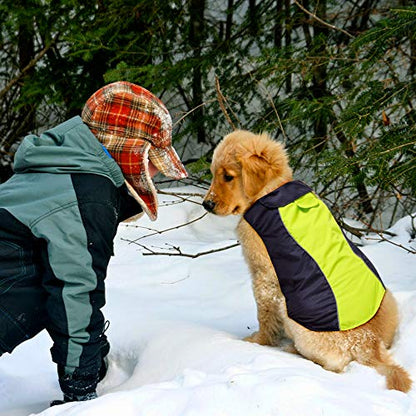Vizpet Dog Raincoat Waterproof Coats,Dog Jacket High Visibility Warm Vest Dog Clothes for Small Medium Large Dogs(Green-L) - size: Green-L