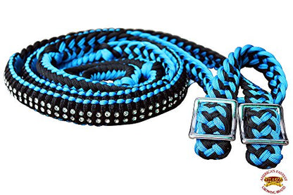 HILASON Braided Poly Barrel Reins 1" X 8Ft Flat Grip Knots - style: DLPA127