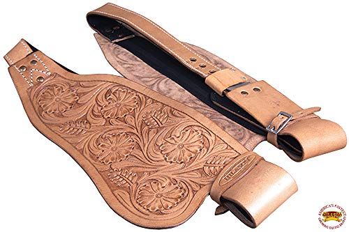 HILASON Tan Leather Saddle Fender Pair with Hobble Strap - color: black